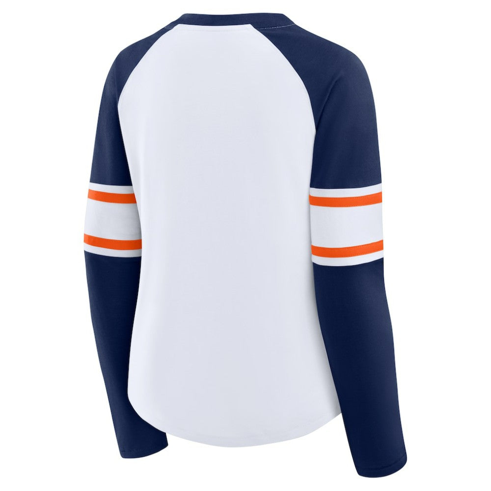 Houston Astros Women's Blitz Package Raglan Lace-Up V-Neck Long Sleeve T-Shirt - White/Navy