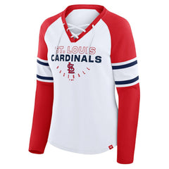 St. Louis Cardinals Women's Blitz Package Raglan Lace-Up V-Neck Long Sleeve T-Shirt - White/Red
