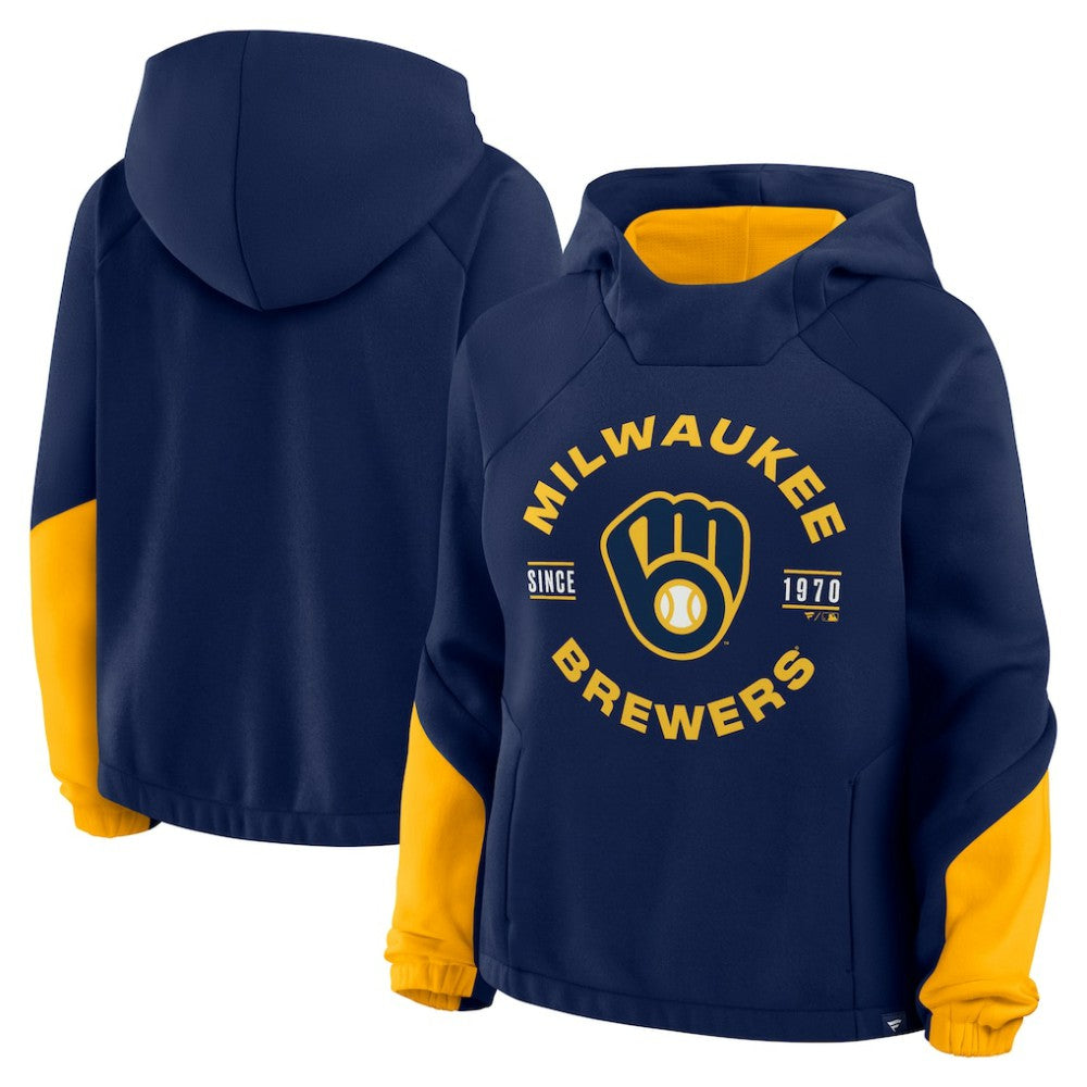 Milwaukee Brewers Women's Oversized Time to Win Pullover Hoodie - Navy