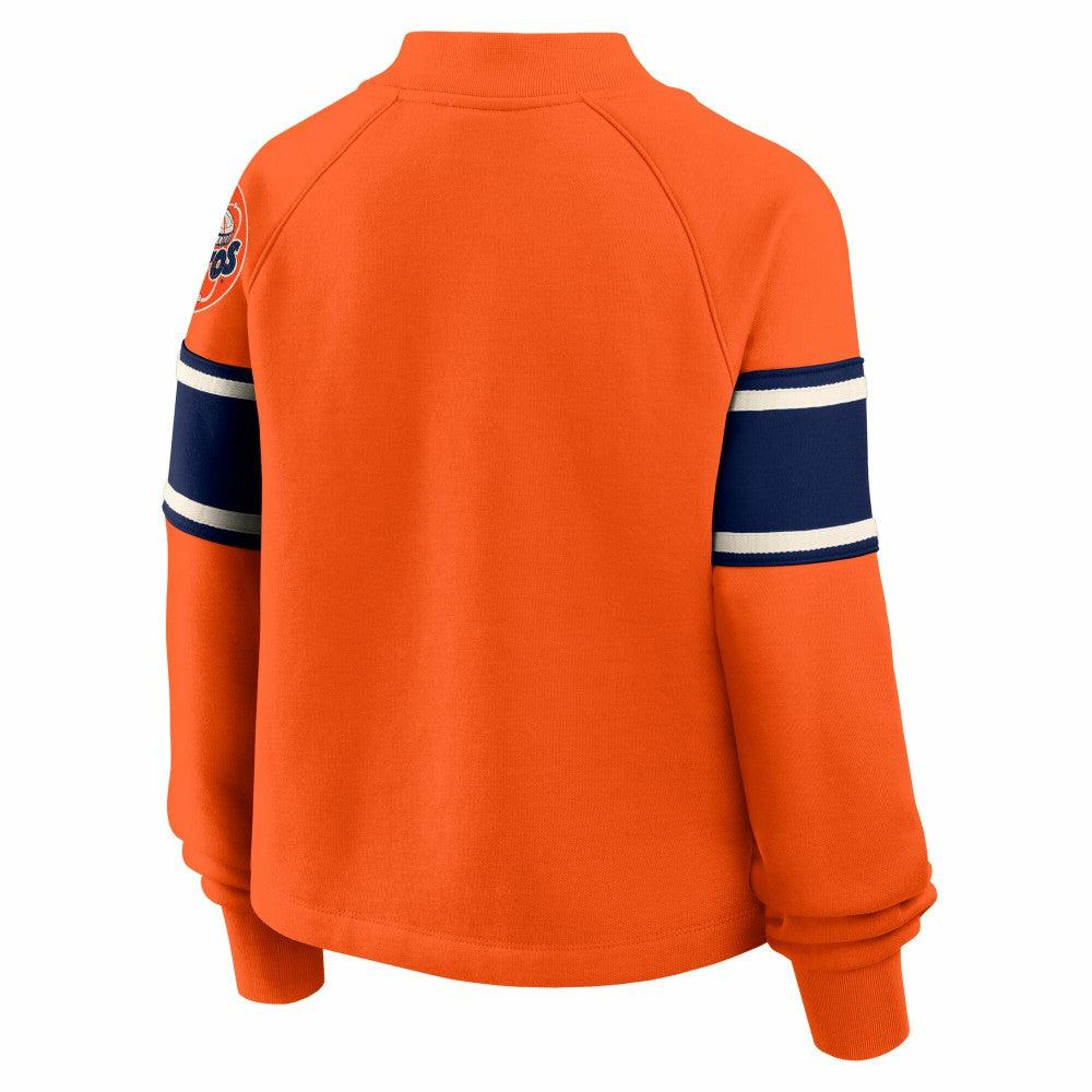 Houston Astros Women's Oversized Toss Sweep Raglan Pullover Sweatshirt - Orange