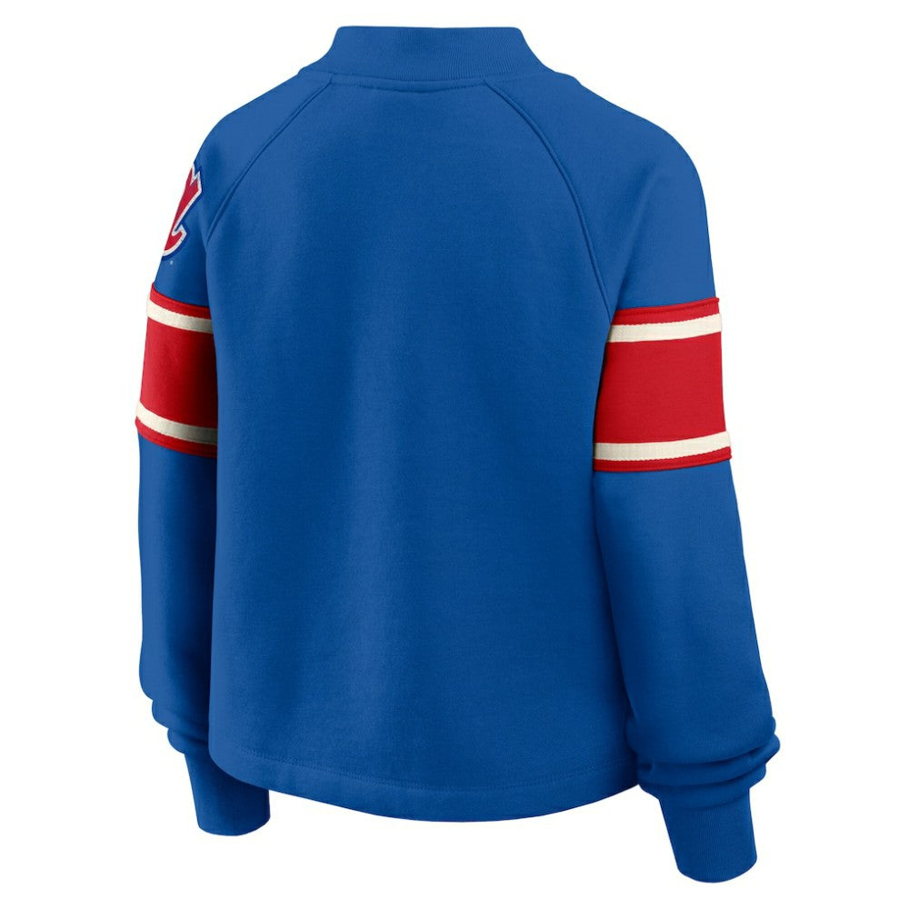 Atlanta Braves Women's Oversized Toss Sweep Raglan Pullover Sweatshirt - Royal