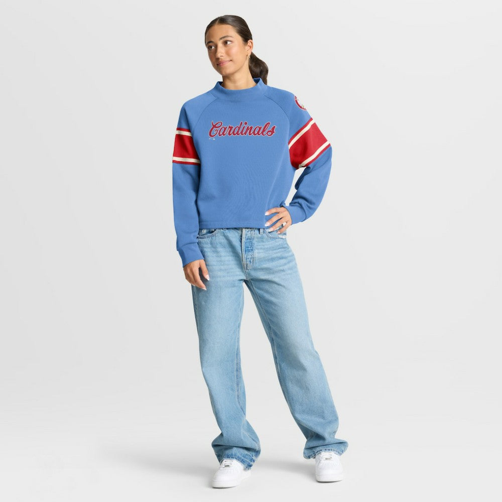 St. Louis Cardinals Women's Oversized Toss Sweep Raglan Pullover Sweatshirt - Light Blue