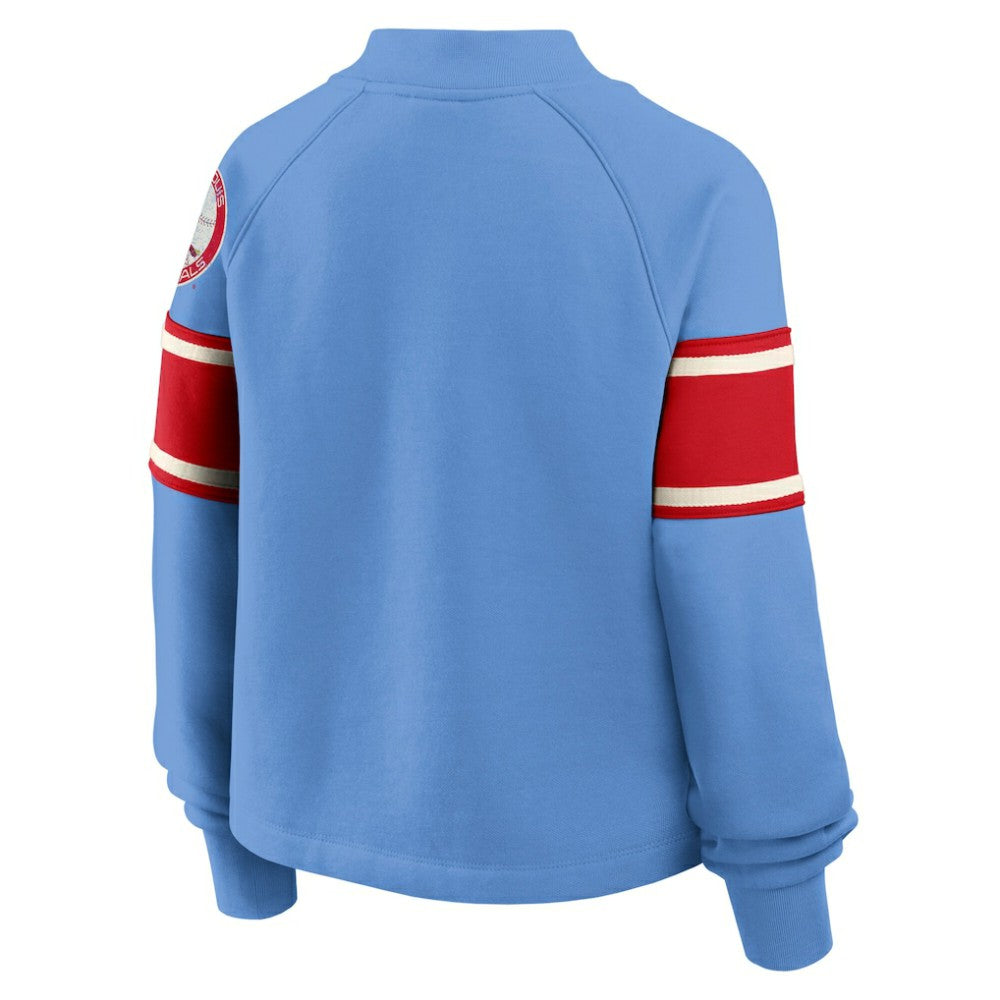 St. Louis Cardinals Women's Oversized Toss Sweep Raglan Pullover Sweatshirt - Light Blue