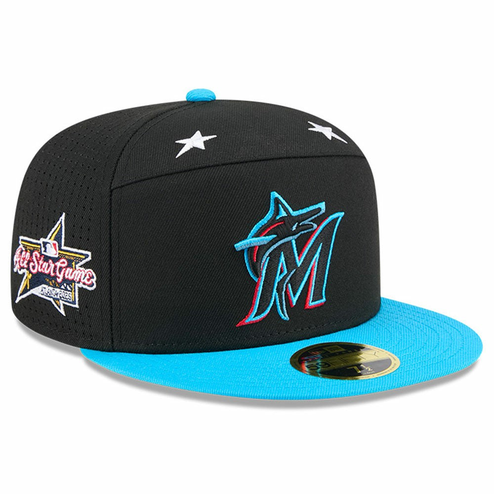 Miami Marlins 2025 MLB All-Star Game Side Patch 59FIFTY Fitted Hat - Black/Blue | New Era