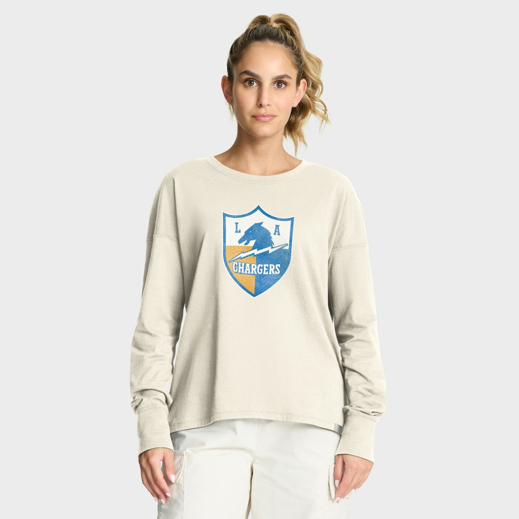 Los Angeles Chargers Women's Dove Legacy Long Sleeve T-Shirt - Cream discount