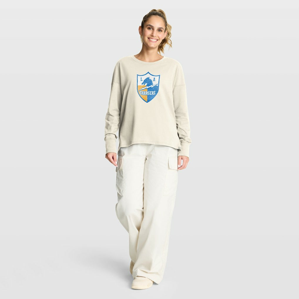 Los Angeles Chargers Women's Dove Legacy Long Sleeve T-Shirt - Cream discount