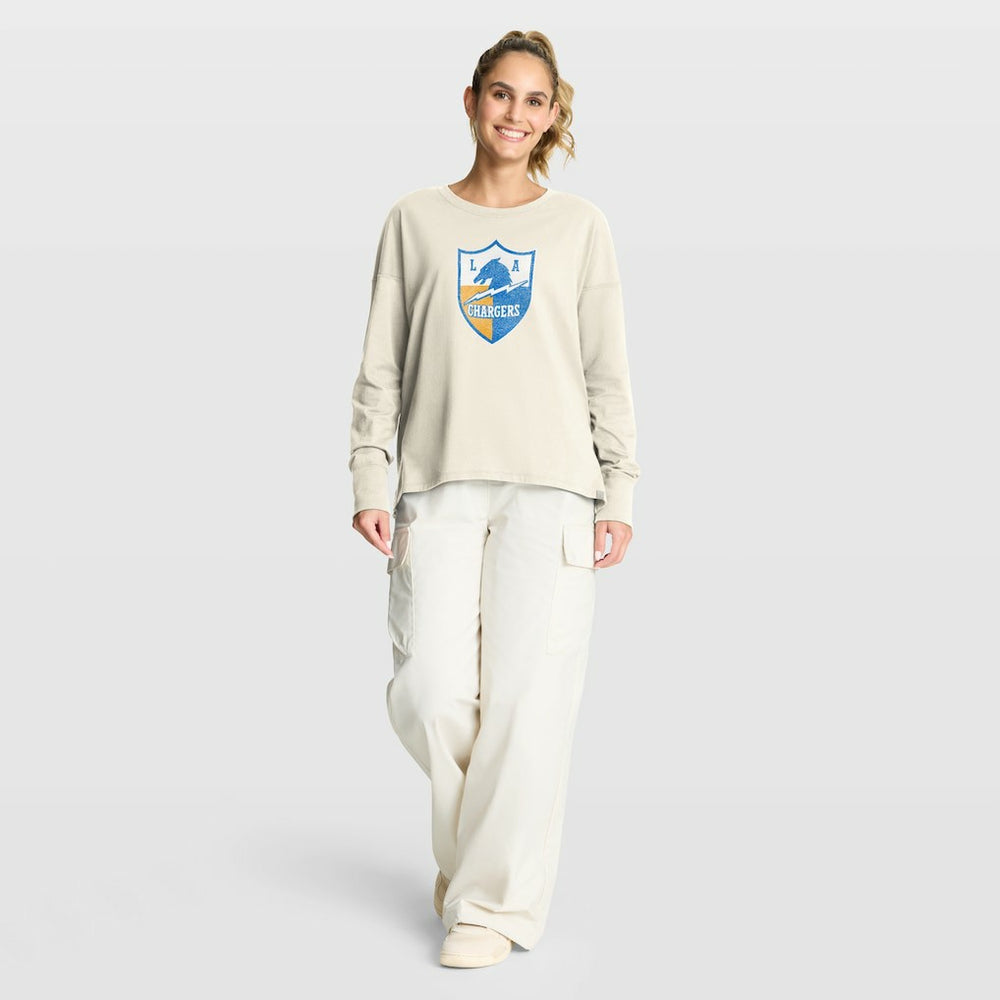 Los Angeles Chargers Women's Dove Legacy Long Sleeve T-Shirt - Cream discount