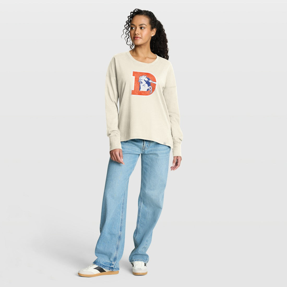 Denver Broncos Women's Dove Legacy Long Sleeve T-Shirt - Cream outlet
