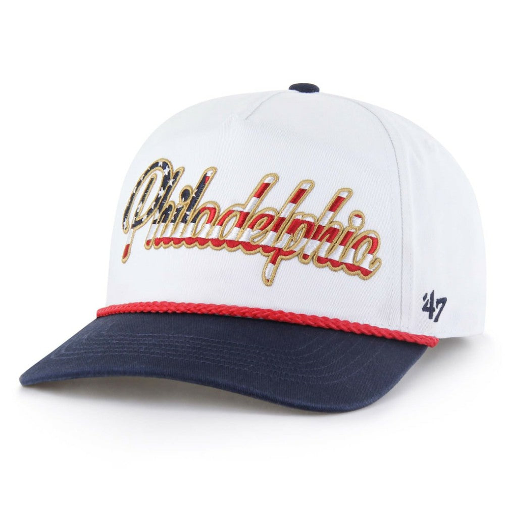 Philadelphia Phillies Patriotic Overhand Hitch Adjustable Hat - White | 47 brand