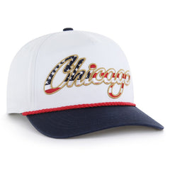 Chicago Cubs Patriotic Overhand Hitch Adjustable Hat - White | 47 brand
