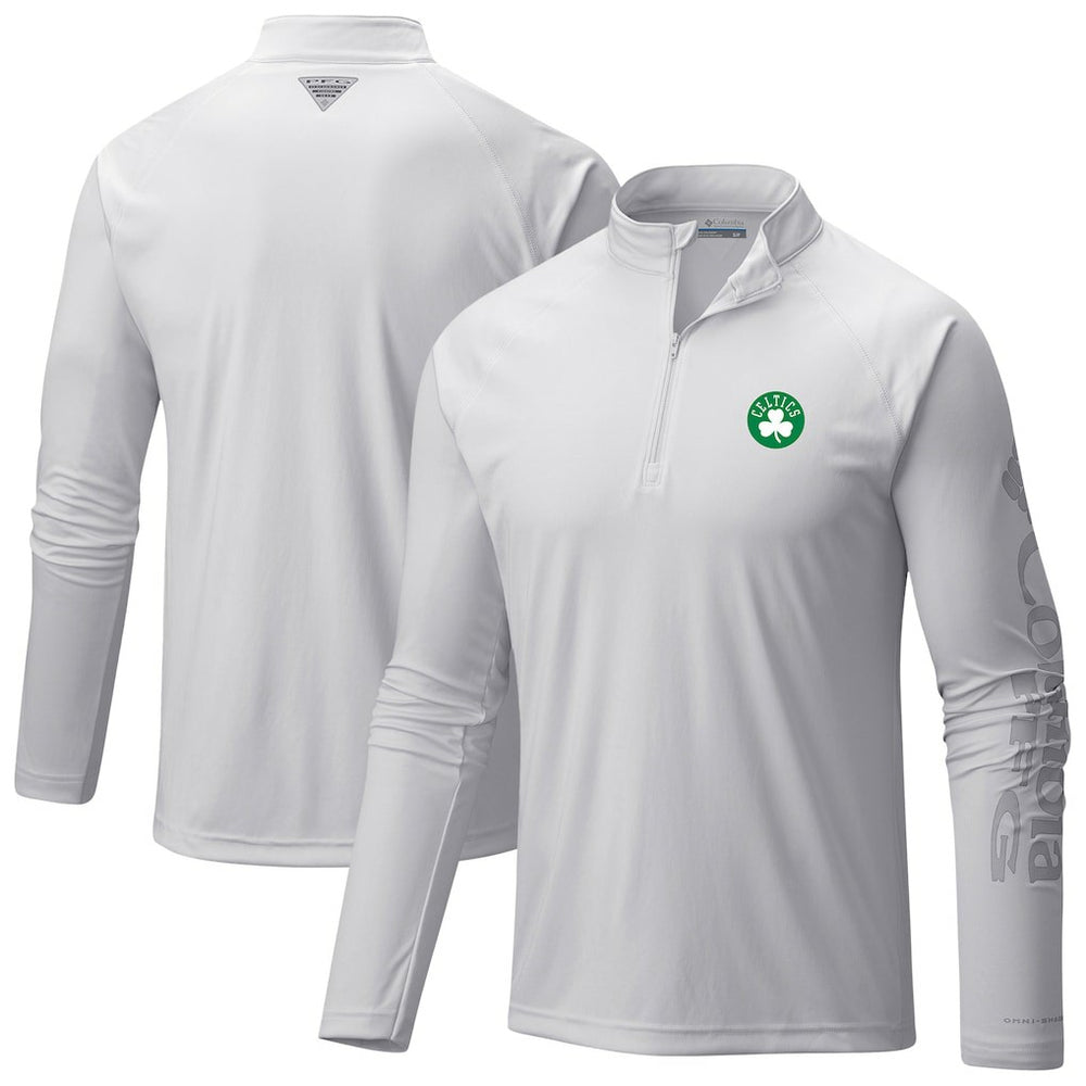 Boston Celtics Terminal Tackle Raglan Omni-Shade Quarter-Zip Jacket - White | Columbia on sale