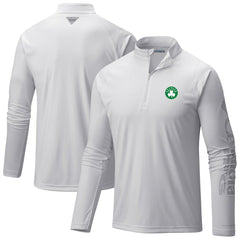 Boston Celtics Terminal Tackle Raglan Omni-Shade Quarter-Zip Jacket - White | Columbia on sale