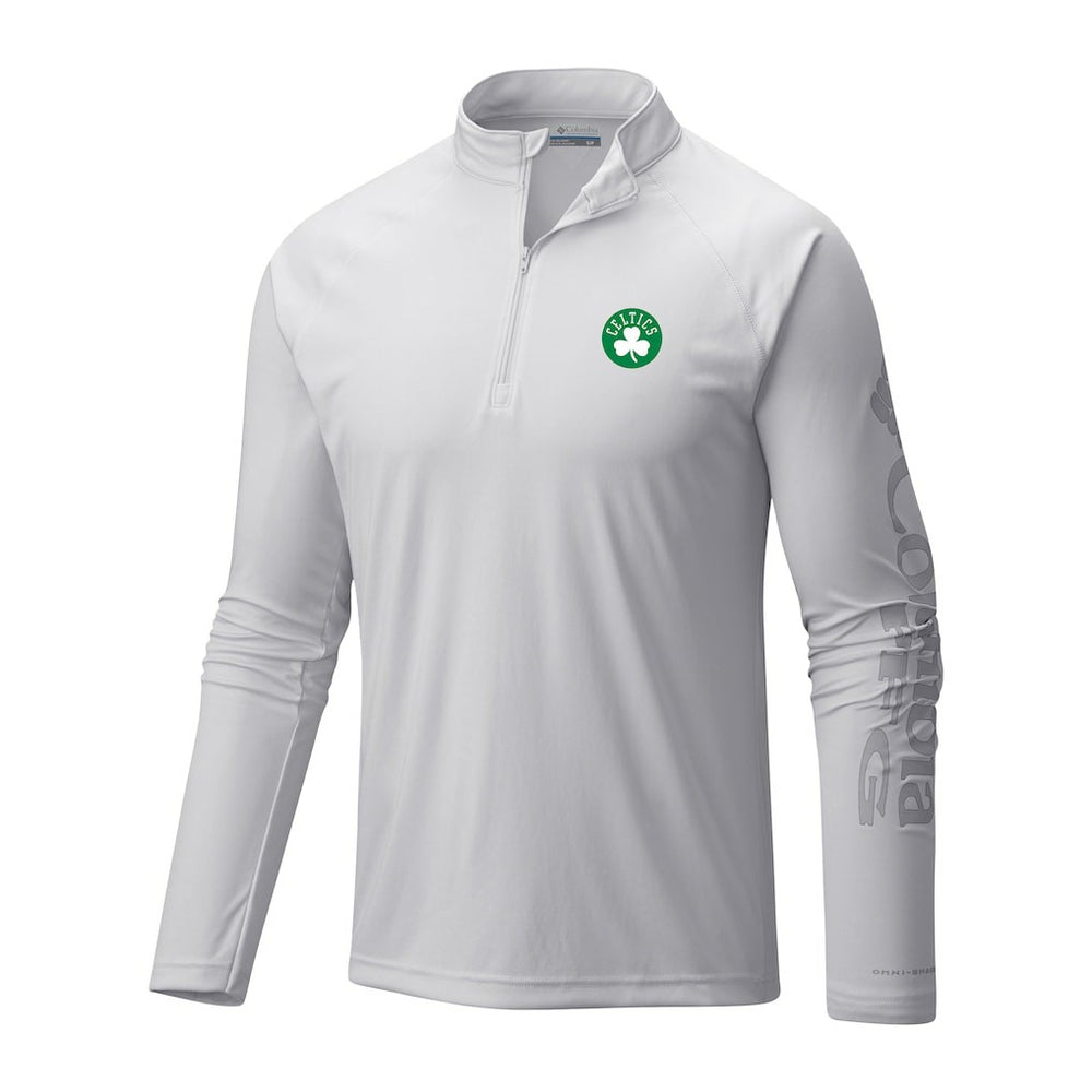 Boston Celtics Terminal Tackle Raglan Omni-Shade Quarter-Zip Jacket - White | Columbia on sale