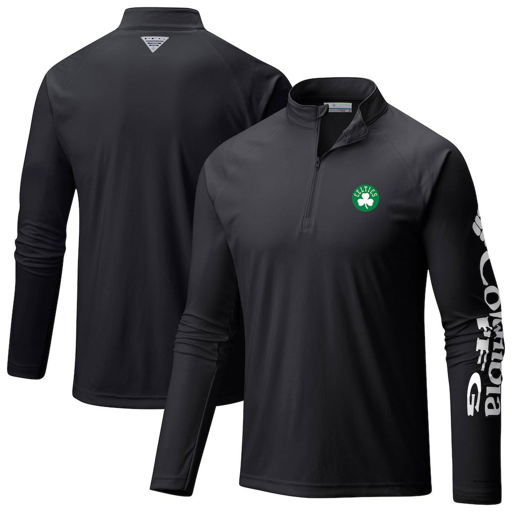 Boston Celtics Terminal Tackle Raglan Omni-Shade Quarter-Zip Jacket - Black | Columbia outlet