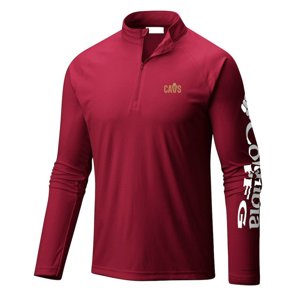Cleveland Cavaliers Terminal Tackle Raglan Omni-Shade Quarter-Zip Jacket sale - Wine | Columbia on sale