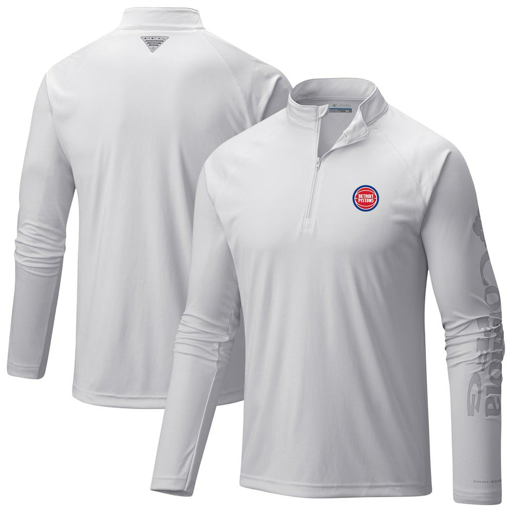 Detroit Pistons Terminal Tackle Raglan Omni-Shade Quarter-Zip Jacket sale - White | Columbia cheap