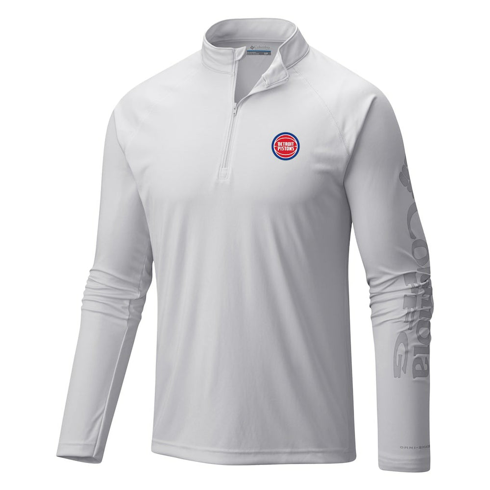 Detroit Pistons Terminal Tackle Raglan Omni-Shade Quarter-Zip Jacket sale - White | Columbia cheap