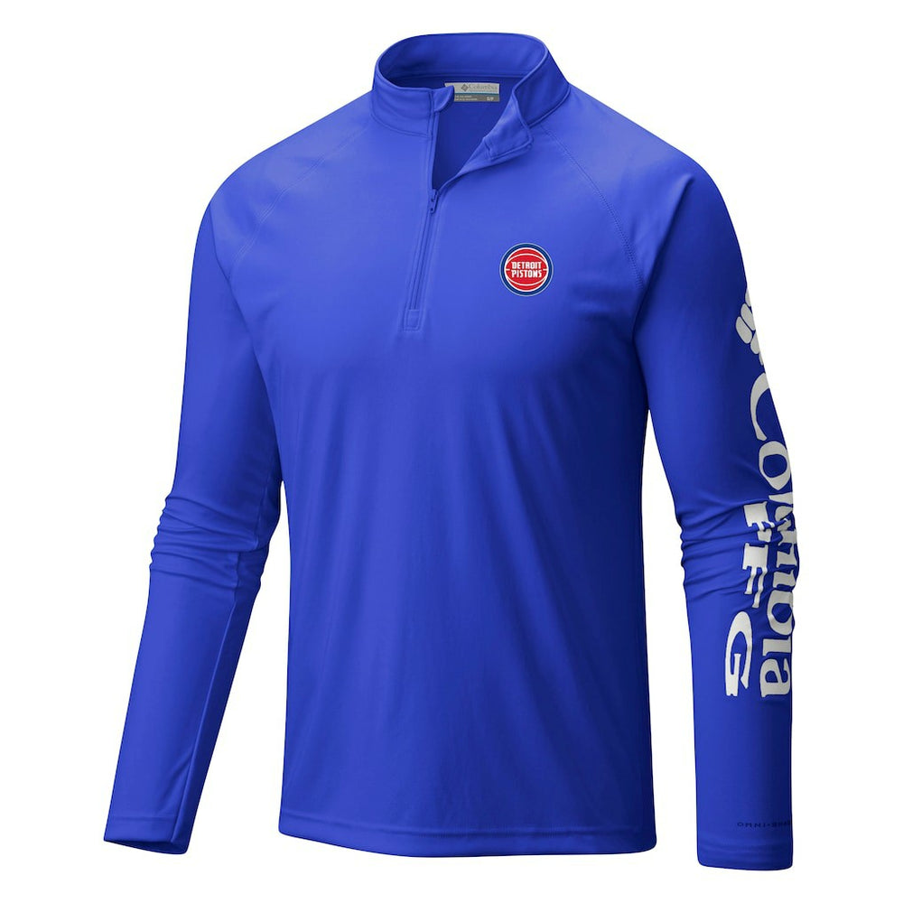 Detroit Pistons Terminal Tackle Raglan Omni-Shade Quarter-Zip Jacket sale - Blue | Columbia sale