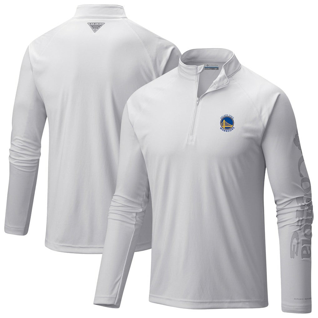 Golden State Warriors Terminal Tackle Raglan Omni-Shade Quarter-Zip Jacket sale - White | Columbia discount