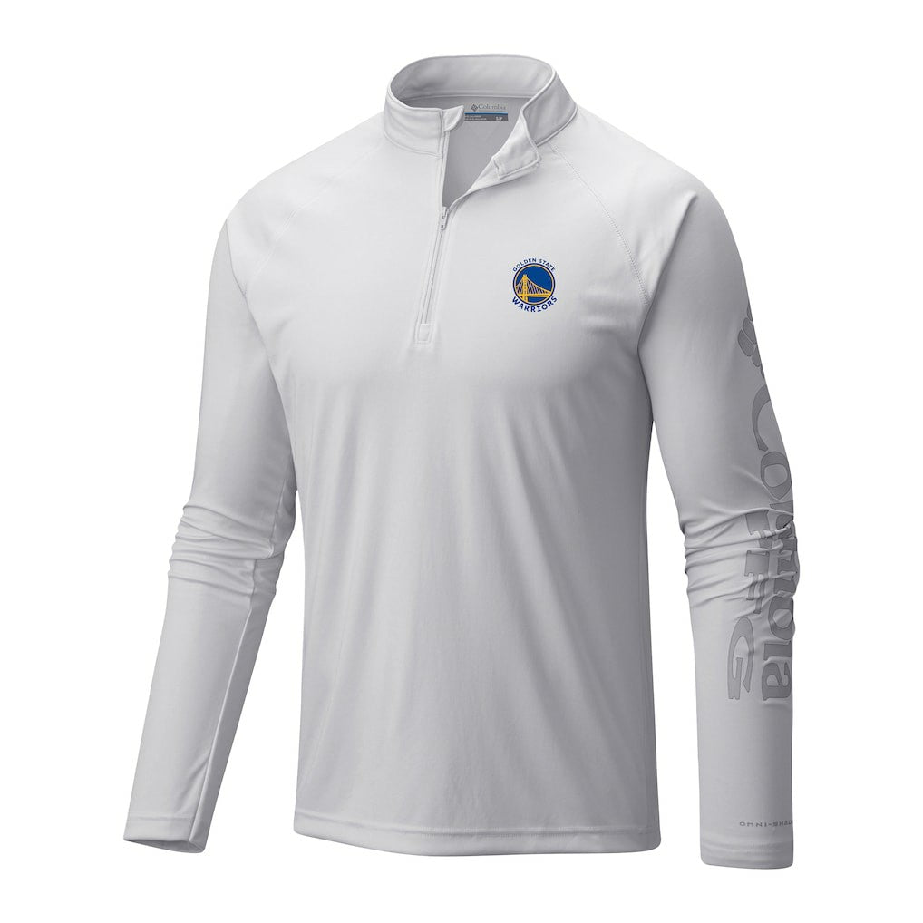 Golden State Warriors Terminal Tackle Raglan Omni-Shade Quarter-Zip Jacket sale - White | Columbia discount