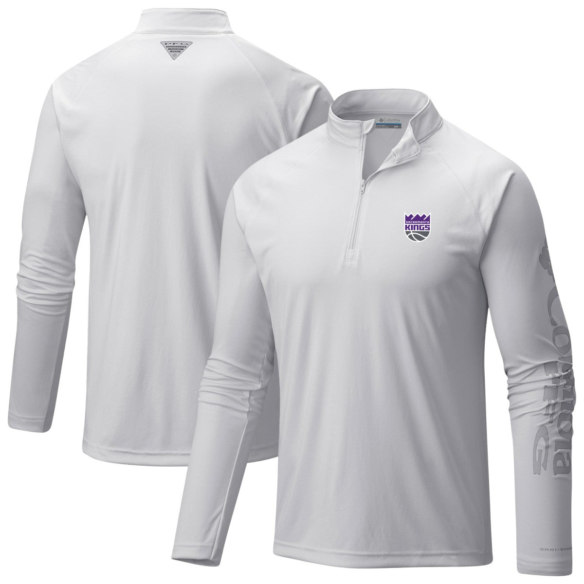 Sacramento Kings Terminal Tackle Raglan Omni-Shade Quarter-Zip Jacket - White | Columbia for sale