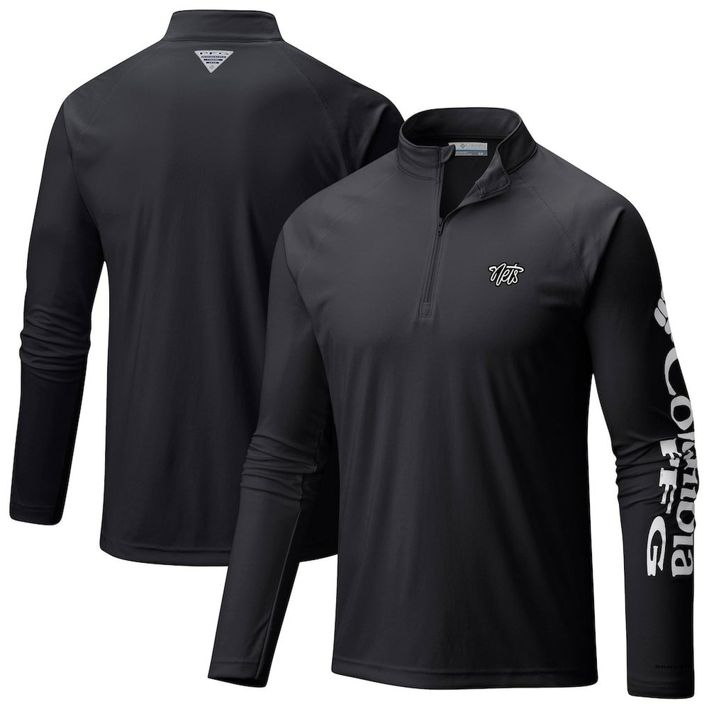 Brooklyn Nets Terminal Tackle Raglan Omni-Shade Quarter-Zip Jacket - Black | Columbia on sale