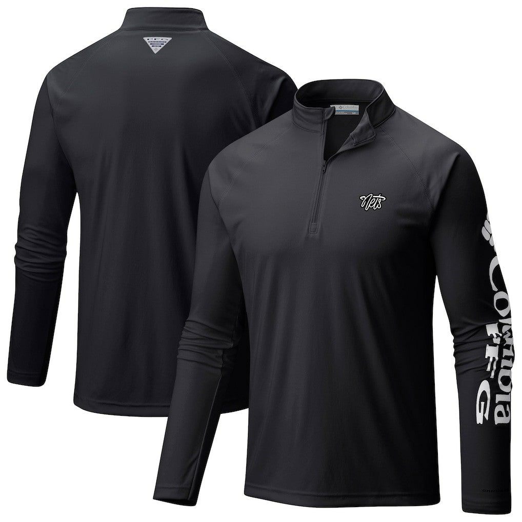 Brooklyn Nets Terminal Tackle Raglan Omni-Shade Quarter-Zip Jacket - Black | Columbia on sale
