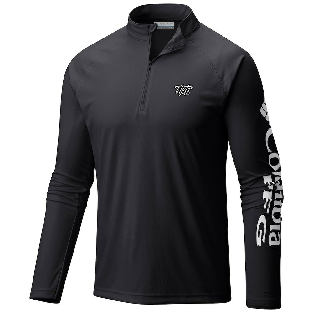 Brooklyn Nets Terminal Tackle Raglan Omni-Shade Quarter-Zip Jacket - Black | Columbia on sale