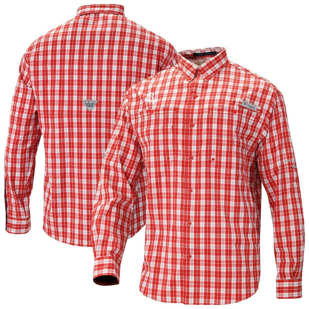 Houston Rockets Super Tamiami Omni-Shade Long Sleeve Button-Down Shirt - Red | Columbia shop