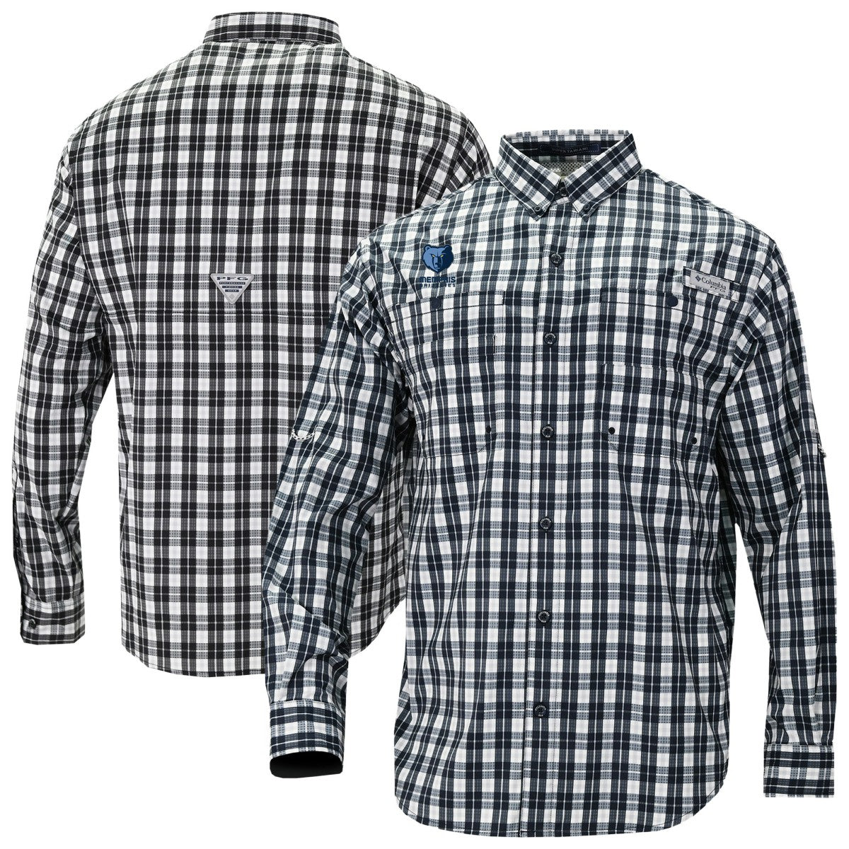 Memphis Grizzlies Super Tamiami Omni-Shade Long Sleeve Button-Down Shirt - Navy | Columbia on sale