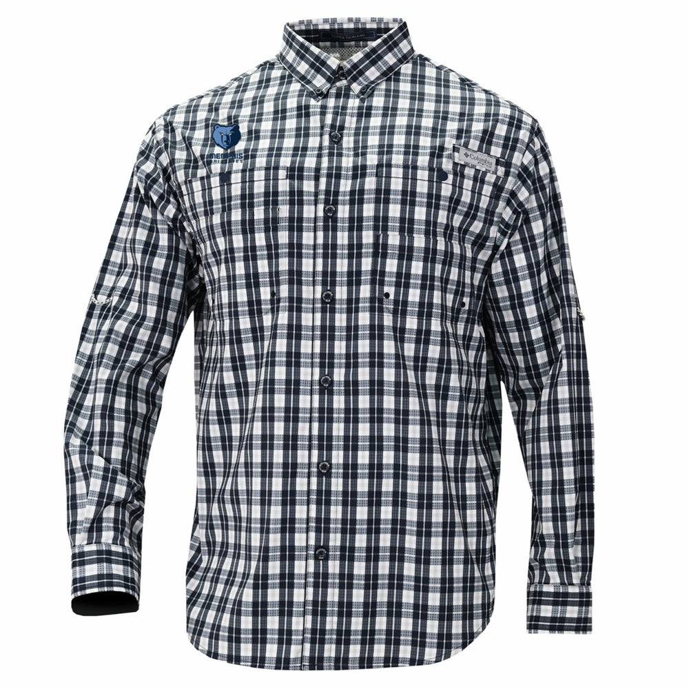 Memphis Grizzlies Super Tamiami Omni-Shade Long Sleeve Button-Down Shirt - Navy | Columbia on sale