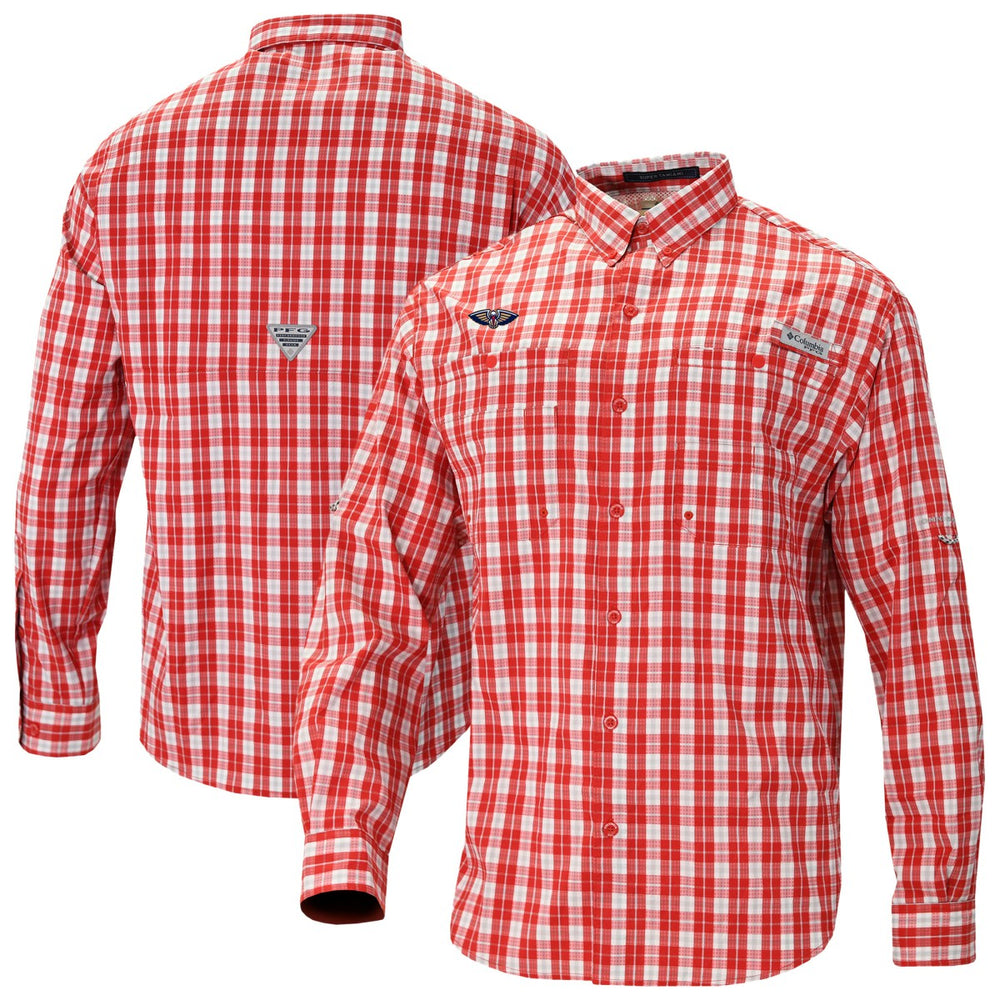 New Orleans Pelicans Super Tamiami Omni-Shade Long Sleeve Button-Down Shirt - Red | Columbia outlet