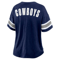Dallas Cowboys Women's Redzone Bling Stripe Sleeve Notch Neck T-Shirt - Navy online