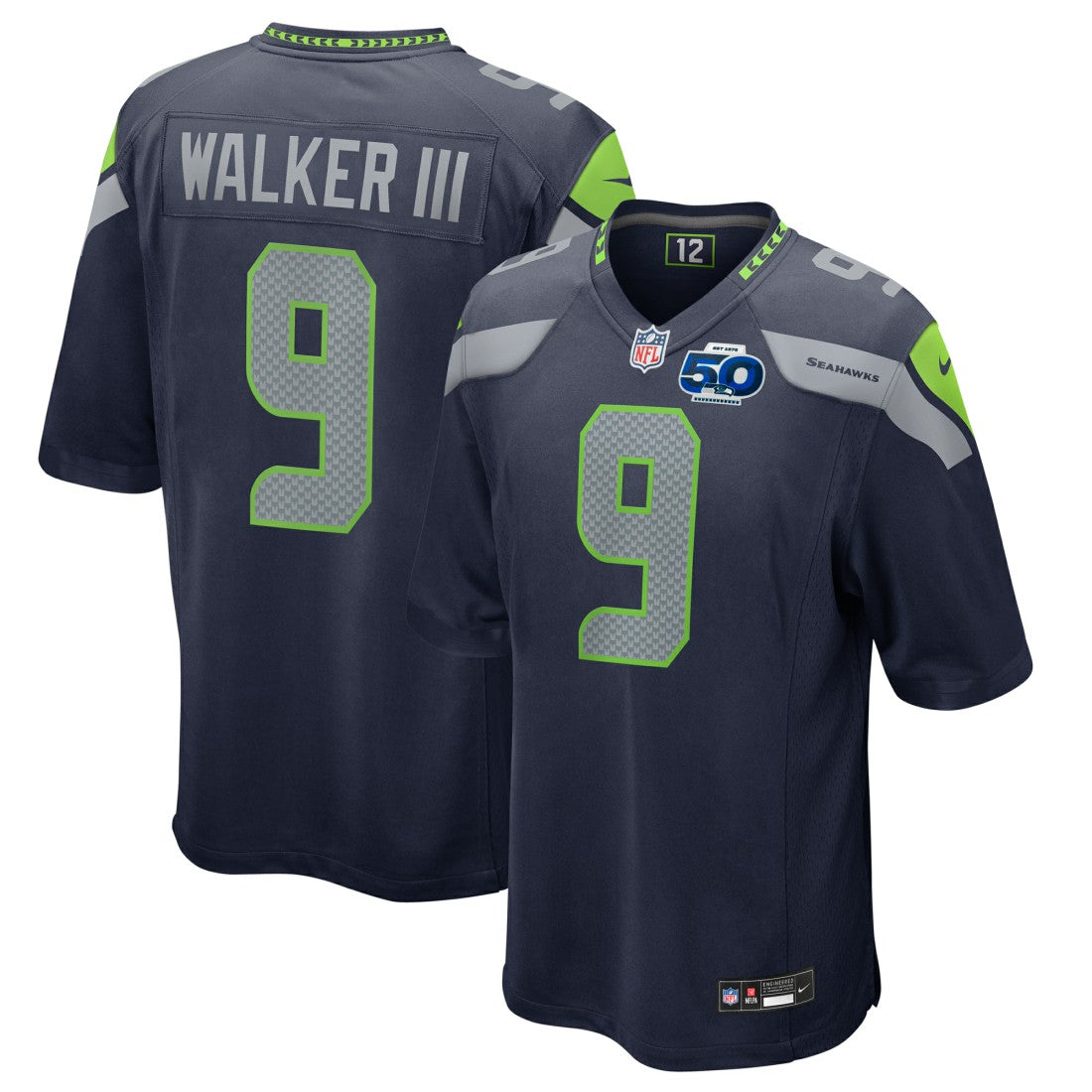 Kenneth Walker III Seattle Seahawks 50th Season Game Jersey - College Navy | Nike on sale