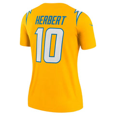 Justin Herbert Los Angeles Chargers Women's Alternate Charger Power Legend Player Performance Top - Gold | Nike for sale