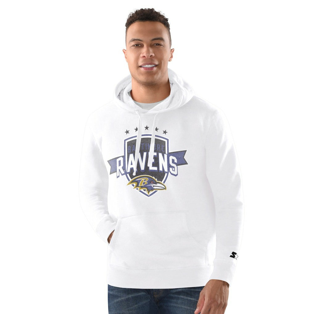Baltimore Ravens Starter Vintage Pullover Hoodie - White on sale