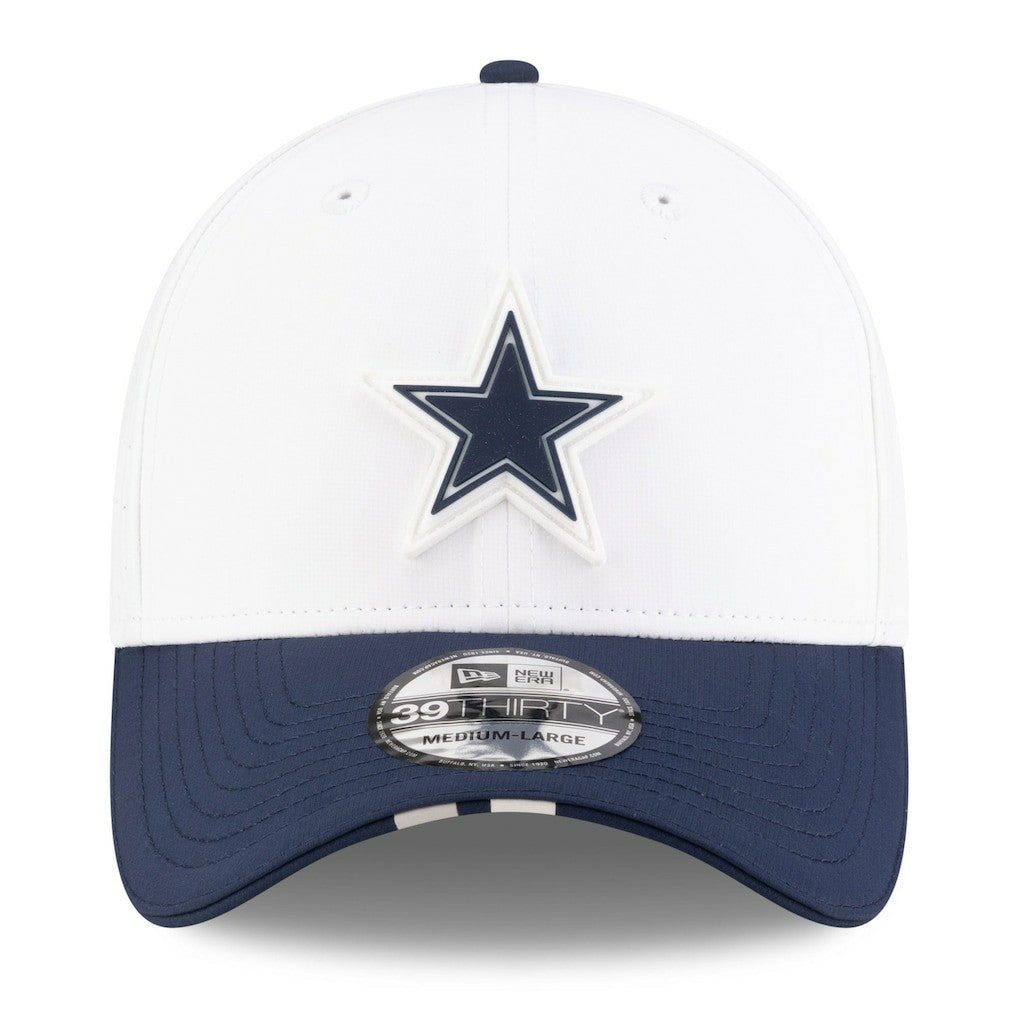 Dallas Cowboys New Era 2025 NFL Training Camp 39THIRTY Flex Hat - White/Navy sale