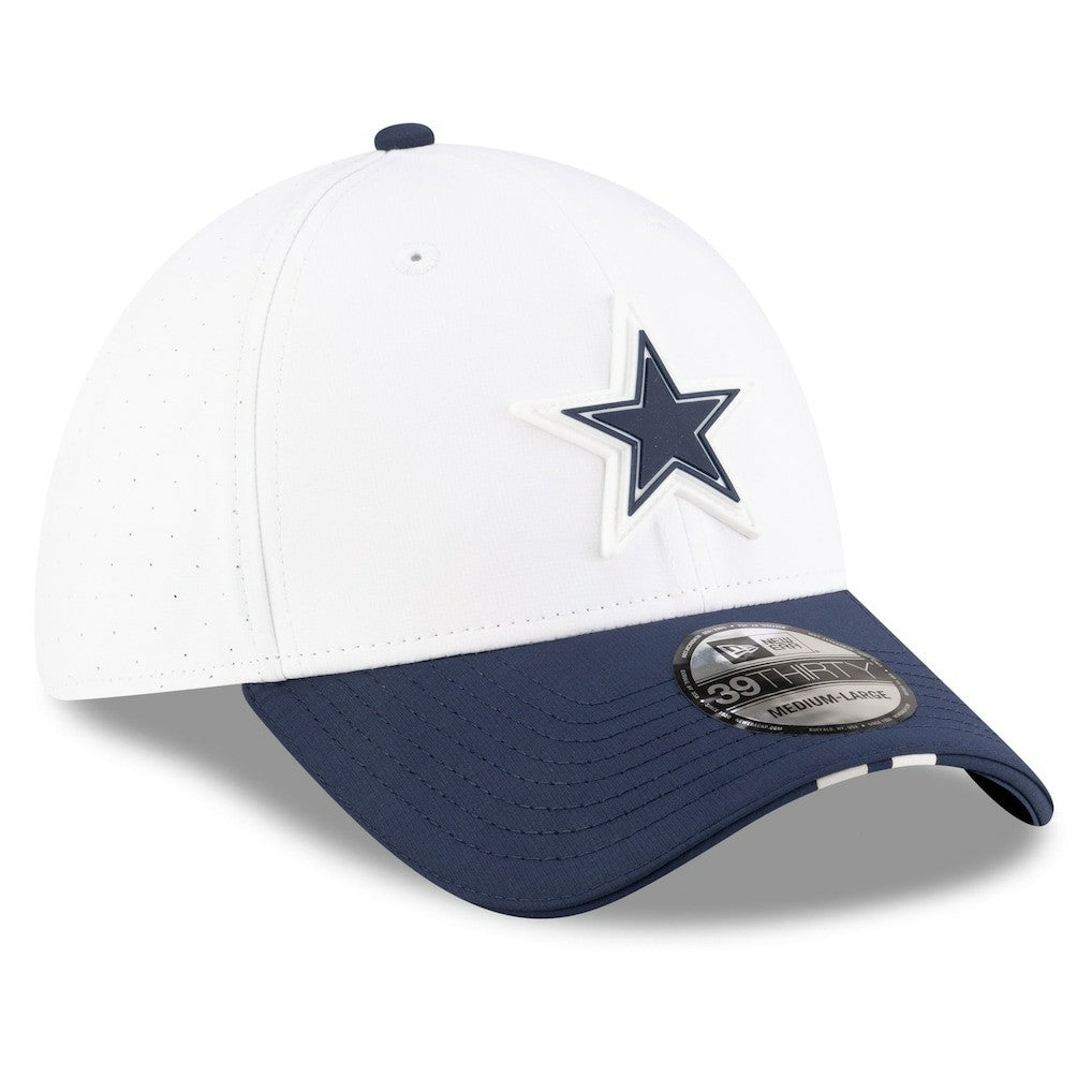 Dallas Cowboys New Era 2025 NFL Training Camp 39THIRTY Flex Hat - White/Navy sale