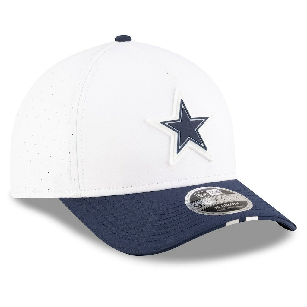 Dallas Cowboys New Era 2025 NFL Training Camp A-Frame 9FORTY Adjustable Hat - White/Navy on sale