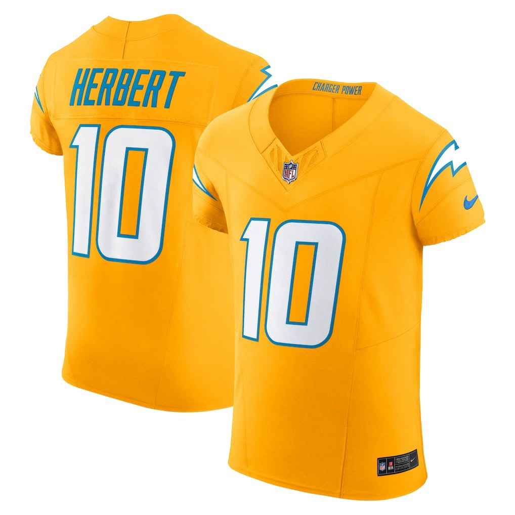 Justin Herbert Los Angeles Chargers Alternate Charger Power Vapor F.U.S.E. Elite Jersey - Gold | Nike outlet