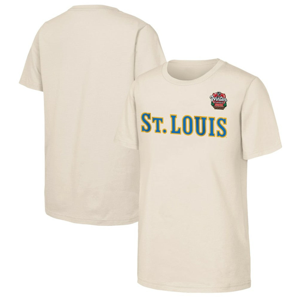 St. Louis Blues Youth 2025 NHL Winter Classic Primary Logo T-Shirt Tan
