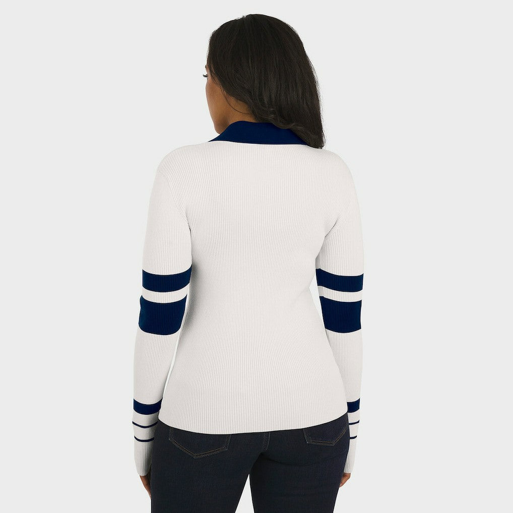 Dallas Cowboys WEAR by Erin Andrews Women's Ribbed Henley Polo Sweater - White sale