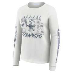 Dallas Cowboys WEAR by Erin Andrews Women's Graphic Waffle Long-Sleeve T-Shirt - White on sale
