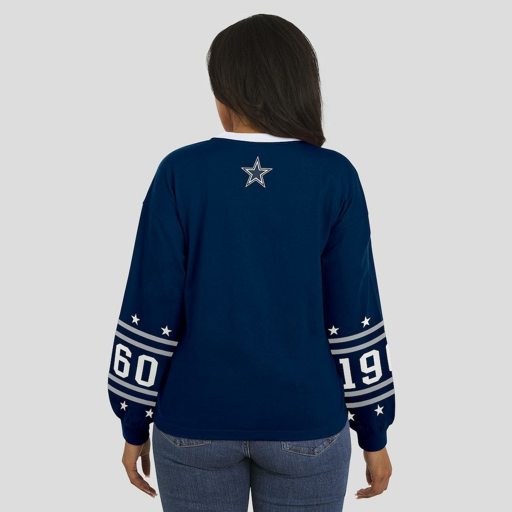 Dallas Cowboys WEAR by Erin Andrews Women's Sport Long-Sleeve T-Shirt - Navy on sale