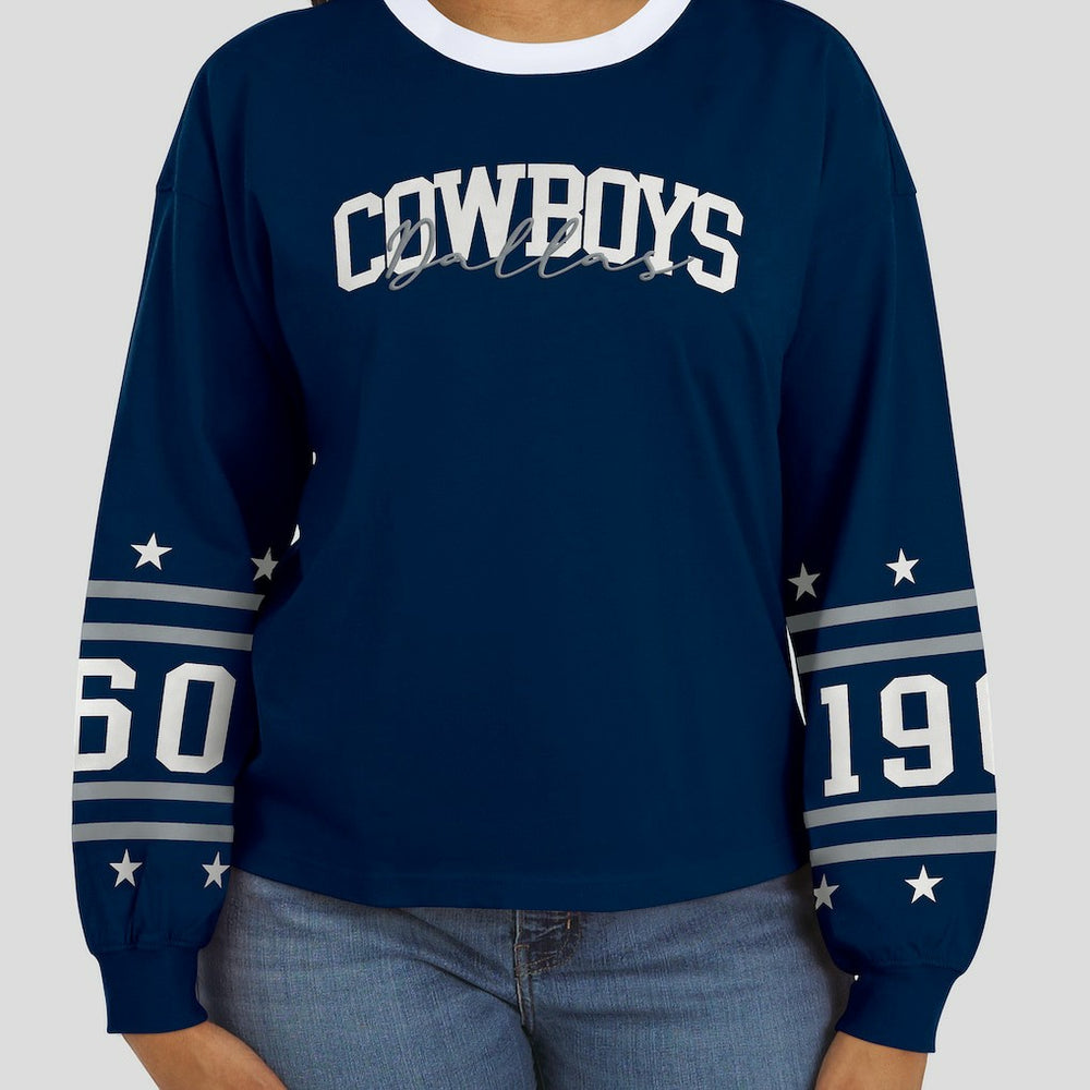 Dallas Cowboys WEAR by Erin Andrews Women's Sport Long-Sleeve T-Shirt - Navy on sale