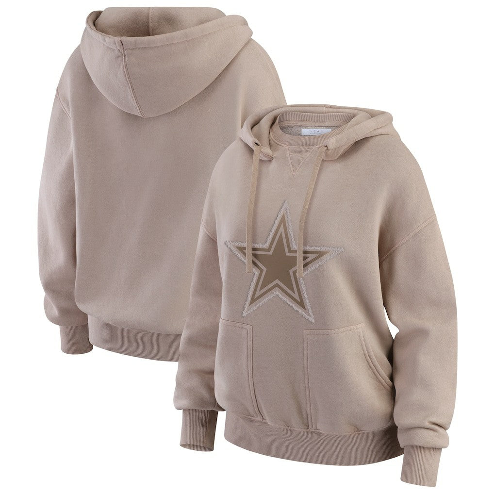 Dallas Cowboys WEAR by Erin Andrews Women's Washed Pullover Crewdie - Tan outlet