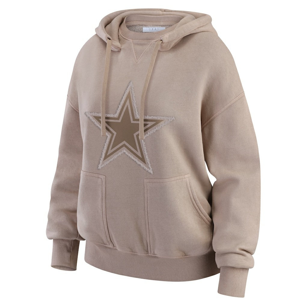Dallas Cowboys WEAR by Erin Andrews Women's Washed Pullover Crewdie - Tan outlet