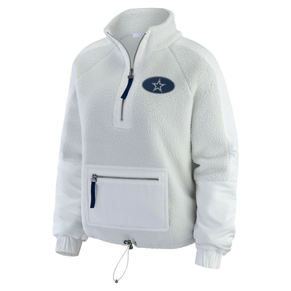 Dallas Cowboys WEAR by Erin Andrews Women's Polar Fleece Half-Zip Jacket - White on sale