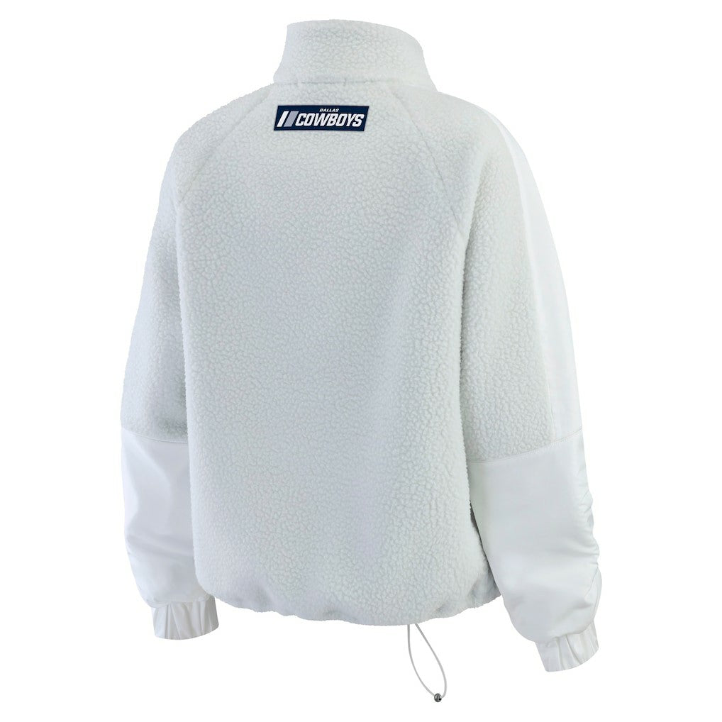 Dallas Cowboys WEAR by Erin Andrews Women's Polar Fleece Half-Zip Jacket - White on sale