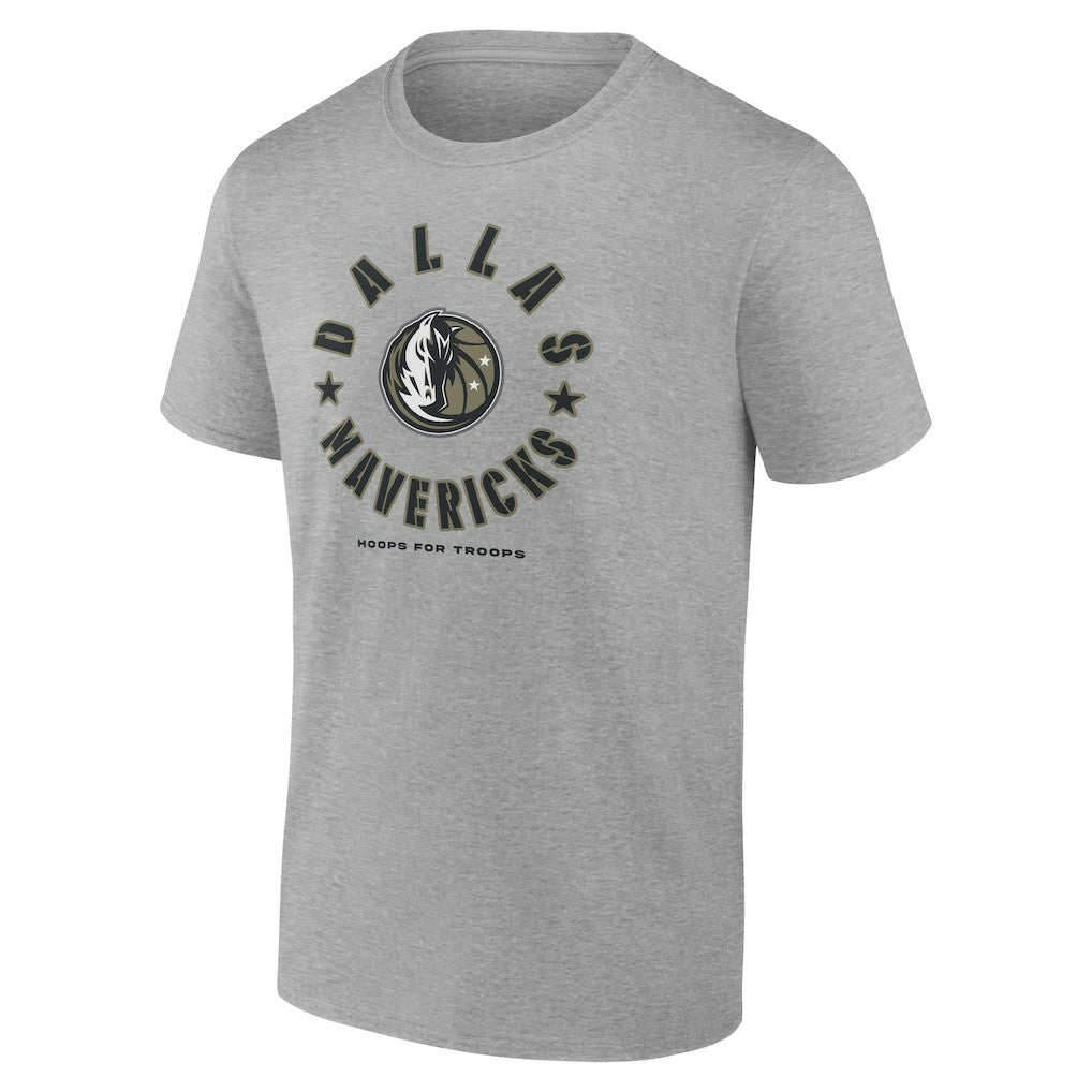 Dallas Mavericks Hoops for Troops T-Shirt sale - Heather Gray on sale